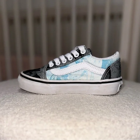 Vans Kids Old Skool Sneakers Shoes Colorful Marble Design Canvas + Suede Sz 10.5 - Picture 4 of 12